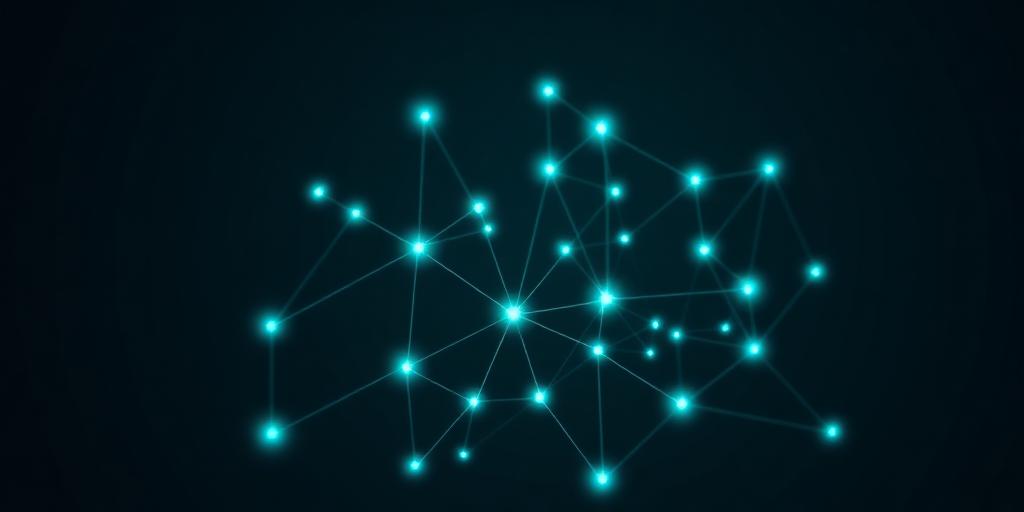 Abstract neural network visualization with glowing cyan connections